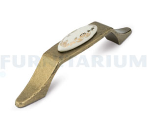 Ручка-скоба 96мм бронза состаренная/керамика золотые узоры, UP183AB/MLK