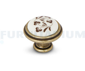 Ручка-кнопка D30мм бронза полированная/керамика коричневые узоры, WPO.730.000.00D1