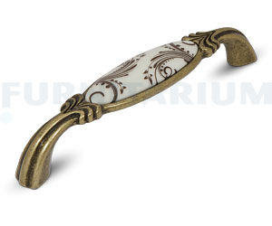 Ручка-скоба 128мм бронза полированная/керамика коричневые узоры, WMN.781.128.00D1