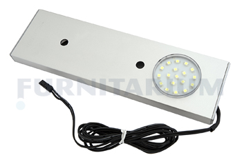 Светильник светодиодный для шкафа, алюминиевый, с сенсорным выключателем (на преграду) L-218 мм, 12В, 1,9Вт, холодный белый, PILAS-PB