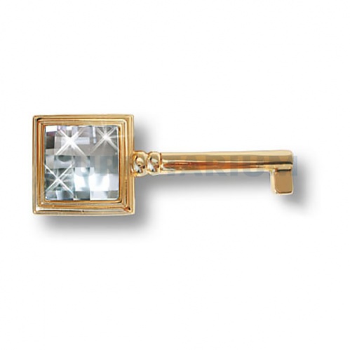 Ключ мебельный с кристаллом Swarovski, глянцевое золото 24K, BR15.511.42.SWA.19