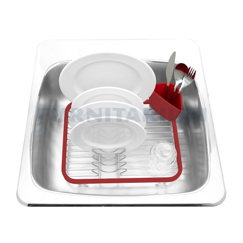 Сушилка для посуды Sinkin красный-никель