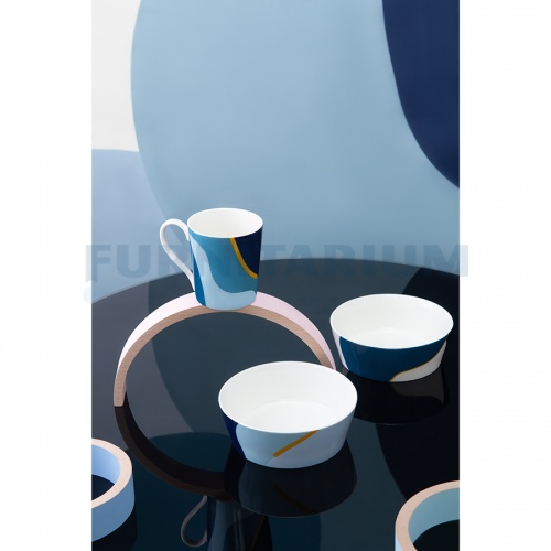 Набор из двух салатников синего цвета с авторским принтом из коллекции Freak Fruit, 16см