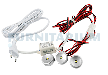 Комплект светильников MS-K303P-2, 1LEDx3, с адаптером, теплый белый, MS K303PX1K120WPB