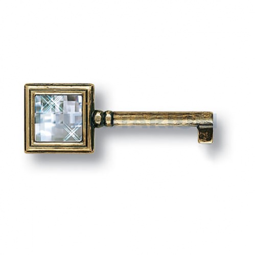 Ключ мебельный с кристаллом Swarovski, античная бронза, BR15.511.42.SWA.12